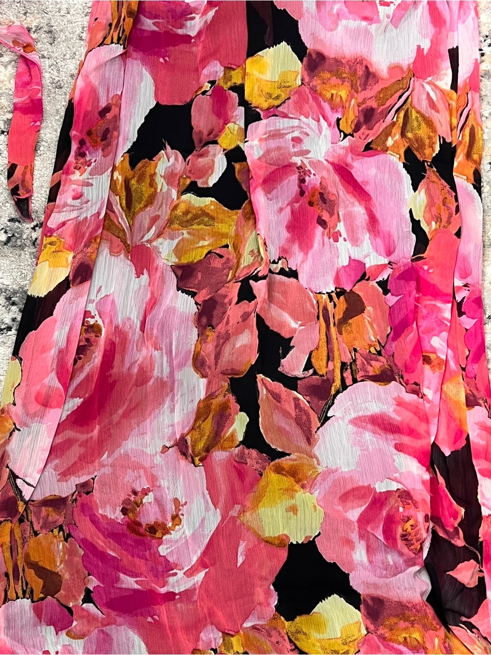 Xhilaration Pink, Yellow & Black Floral Maxi Skirt